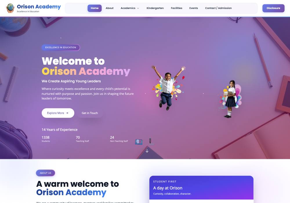 The Orison Academy website